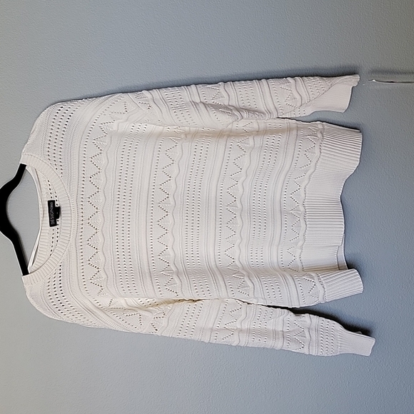 Design 365 NWT 90's Vibe Oversized white pointelle sweater 1X - Picture 1 of 6